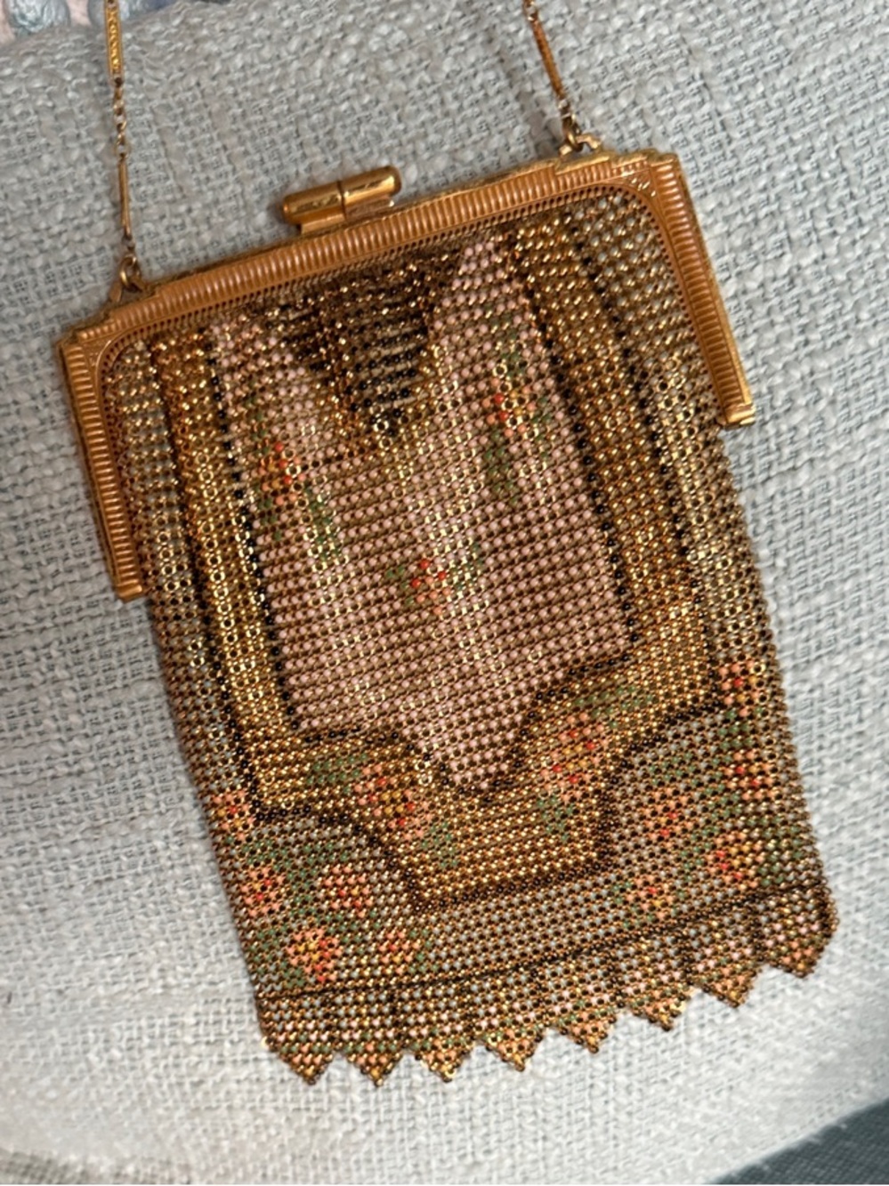 Antique Art Deco Floral Mesh 1920s Evening Bag